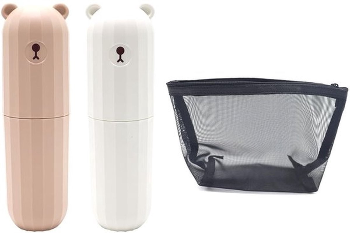 Tandenborsteldozen 2 stuks - Draagbare Tandenborsteldozen - Reistandenborsteletui - Mesh-Make-Uptas - PP-Materiaal - Comfortabele Grip - Tandenborstelhouder