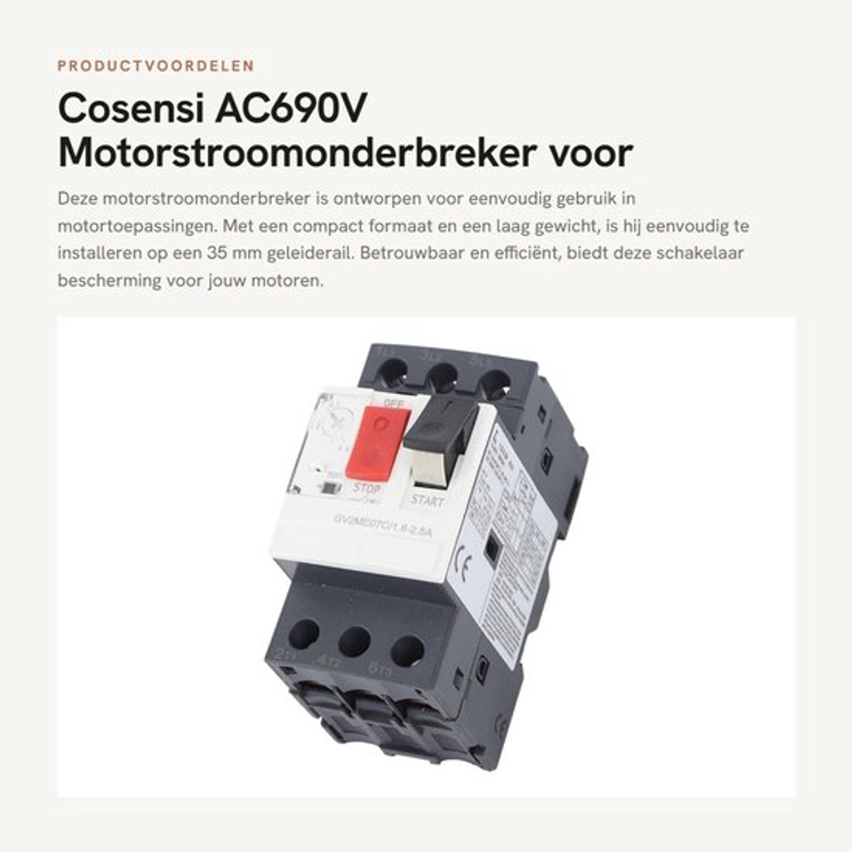 AC690V Motorstroomonderbreker voor 35MM Railmontage