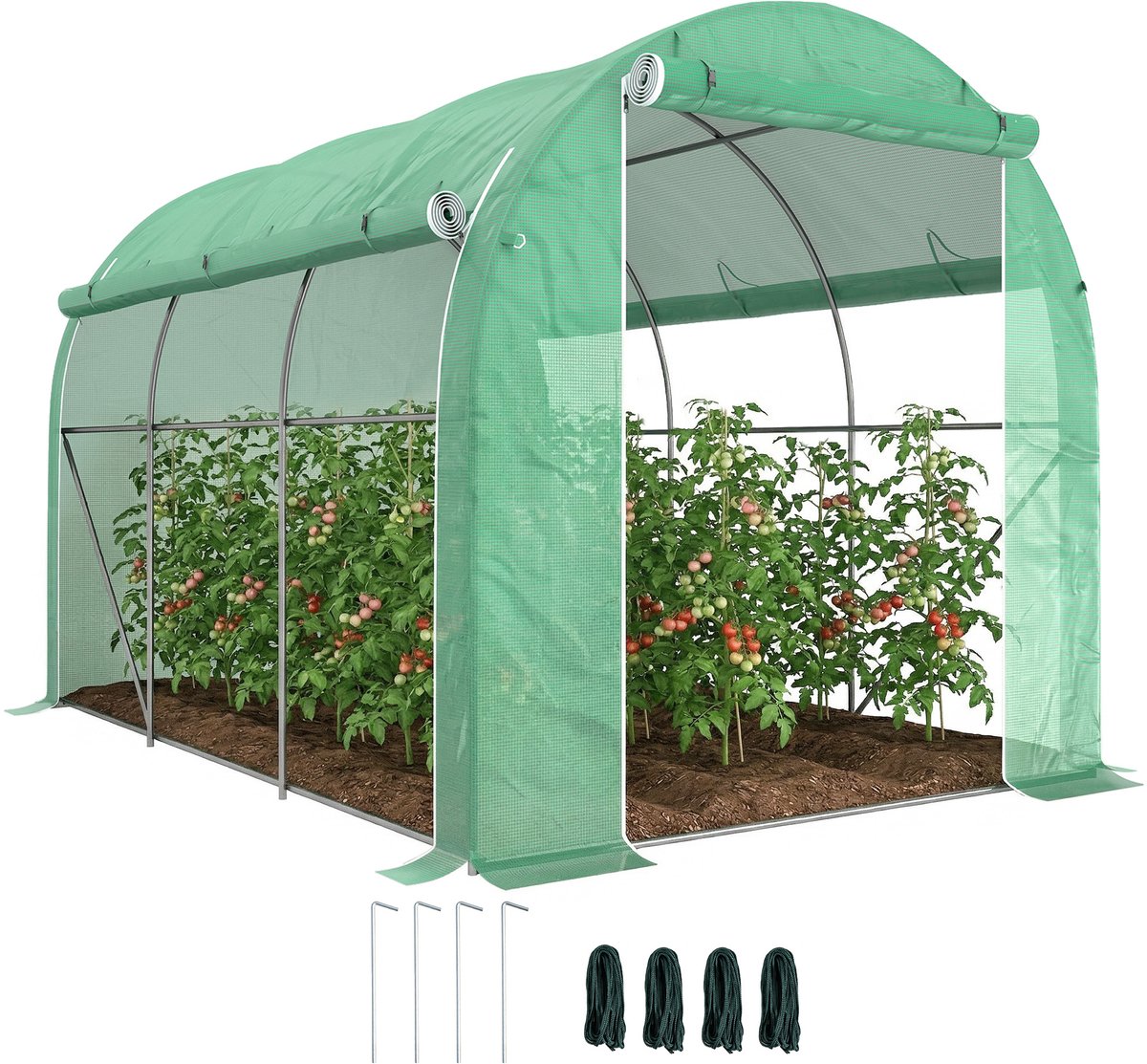 Outsunny Tunnelkas - Polyethyleen - 296x196x200cm - Groen