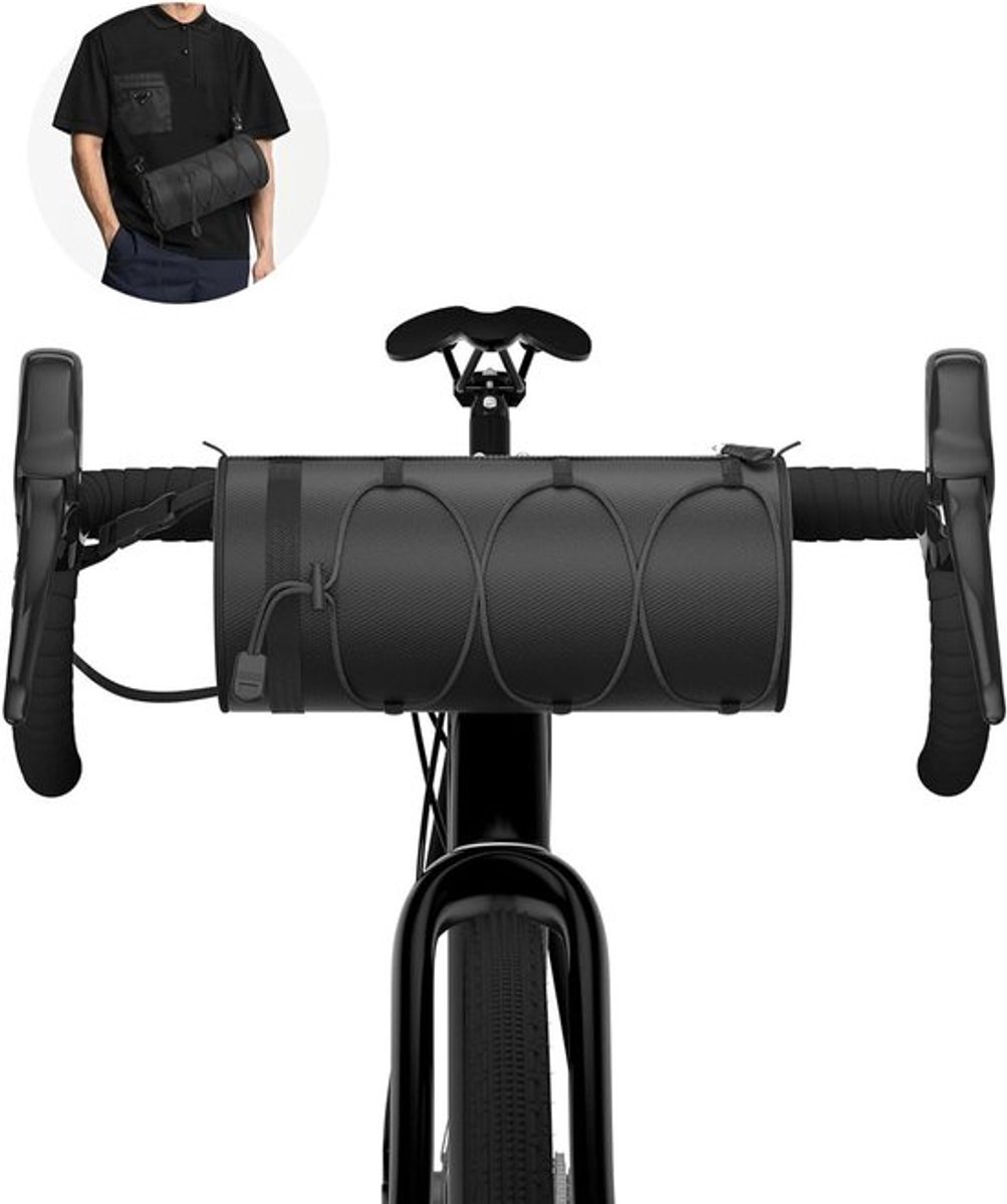 Waterdichte Fietsstuur Tas 2.5L met Schouderband - Voor Mountainbike en Racefiets, Zwart, Ideaal voor Fietstocht en Accessoires