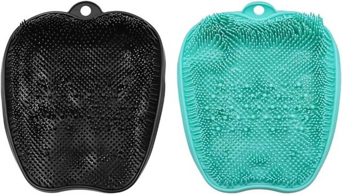 - Voetschrobmachine voor douche - Voetreiniger - Antislip - Massagemat - Voetverzorging - Geschikt voor bad en douche - Zwart en groen massagemat met zuignappen.