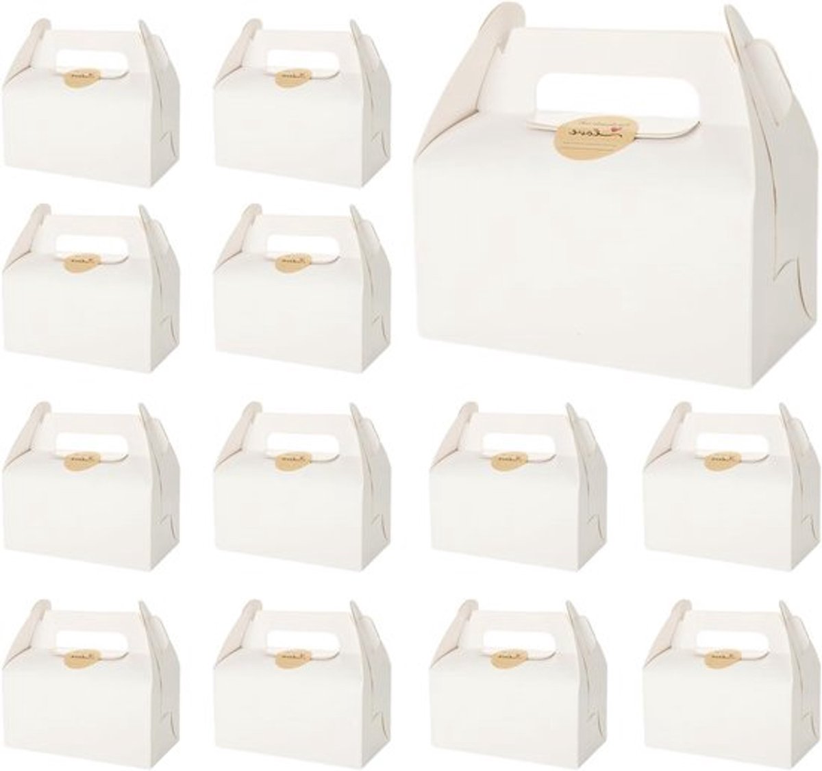 50 stuks kartonnen geschenkdozen - Wit - 16 x 9 x 8,5 cm - Handvat - Bruiloft, taart, verjaardag, feest - Verpakking