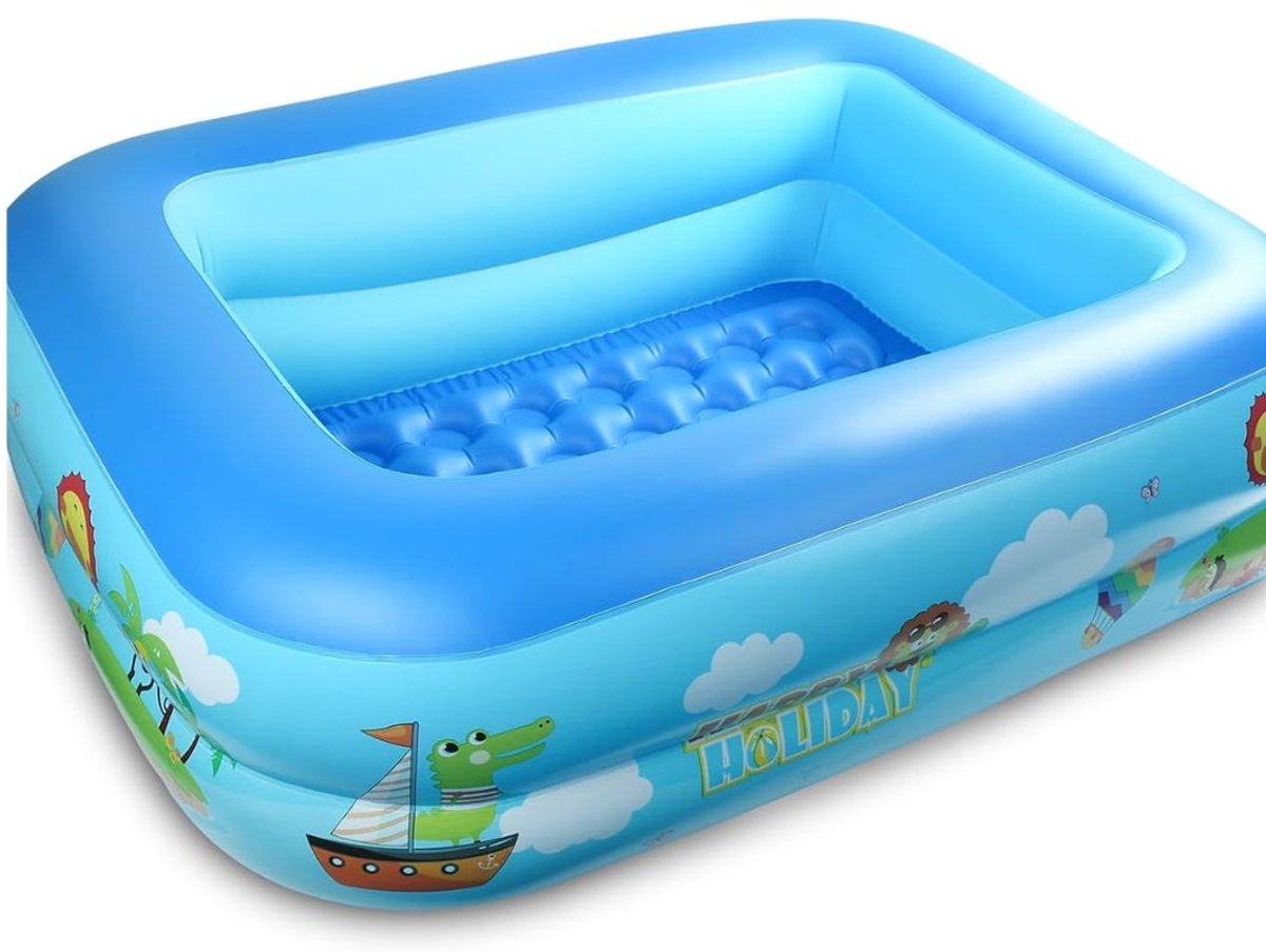 SP® Kinderzwembad - Kinderzwembad met Glijbaan - Opblaasbaar Kinderzwembad - Blauw - 108cm x 84cm x 30cm