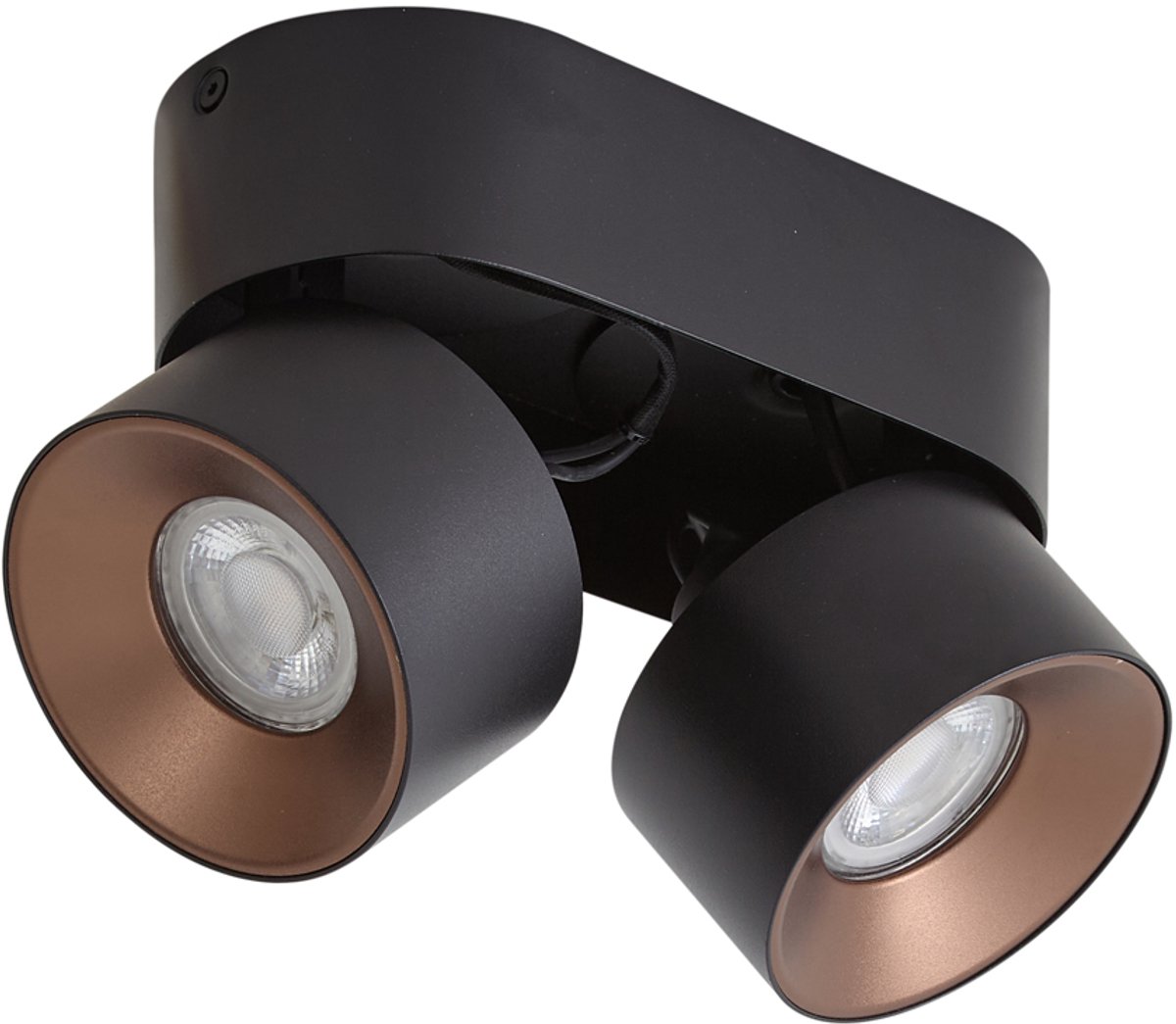 Qazqa verstelbare spot, opbouwspot, plafondspot - Echo - zwart , max. 10W, geschikt voor led, 18.5cm, rond, 2-lichts, ideaal als hal, keuken,