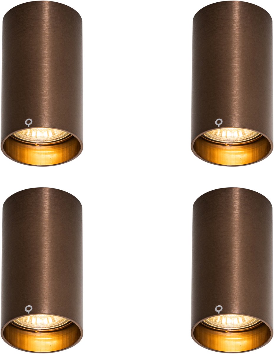 Qazqa spot - 105903 - donkerbrons , max. 10W, geschikt voor led, 5.6cm, ideaal als keuken en woonkamer lamp, in set van 4.