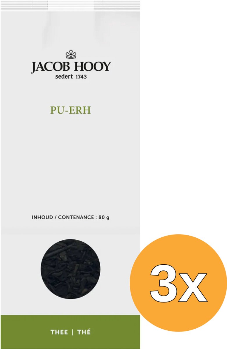 3x Jacob Hooy Pu Erh Thee (80 gr)