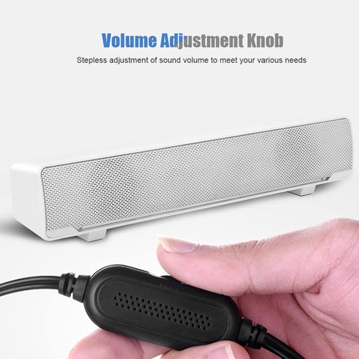 Luidspreker met USB-aansluiting en 3,5 mm audio, draagbaar, bas surround geluid, wit