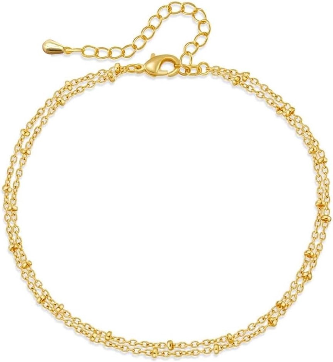 Elegante Dubbele Laag Verstelbare Enkelband van 18K Goud en Zilver - Lichtgewicht, Waterdicht en Modieus Sieraad voor Vrouwen