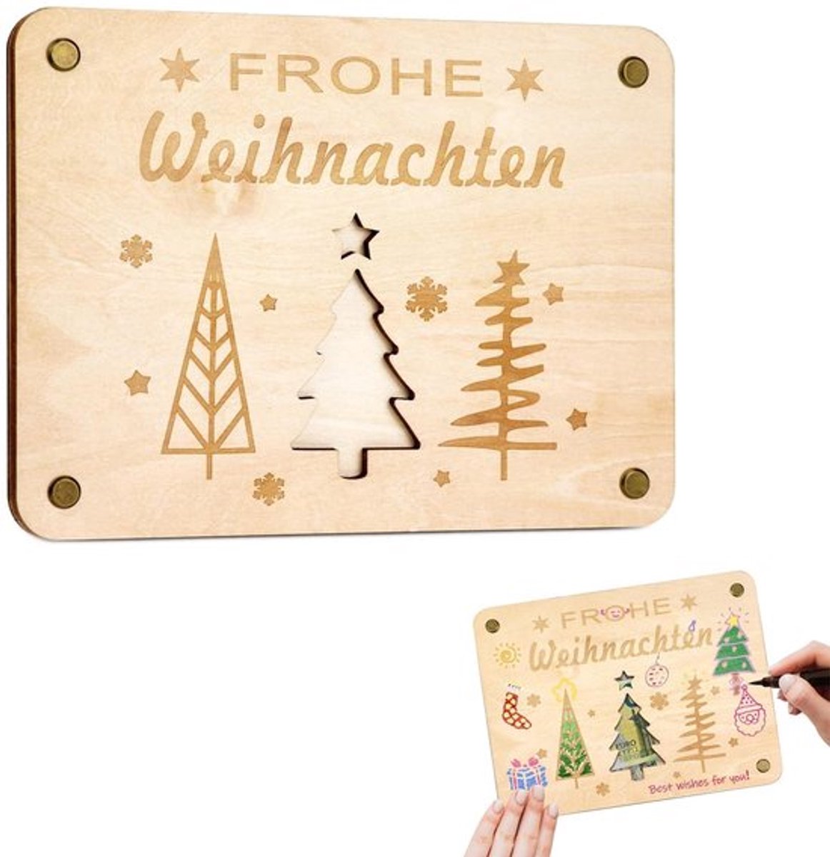 Geldkistje Hout 20x15 cm - Kerstcadeau Doos - Persoonlijke Boodschap - Creatieve Decoratie - Hoogwaardig Materiaal - Ruime Binnenkant - Cadeaudoos