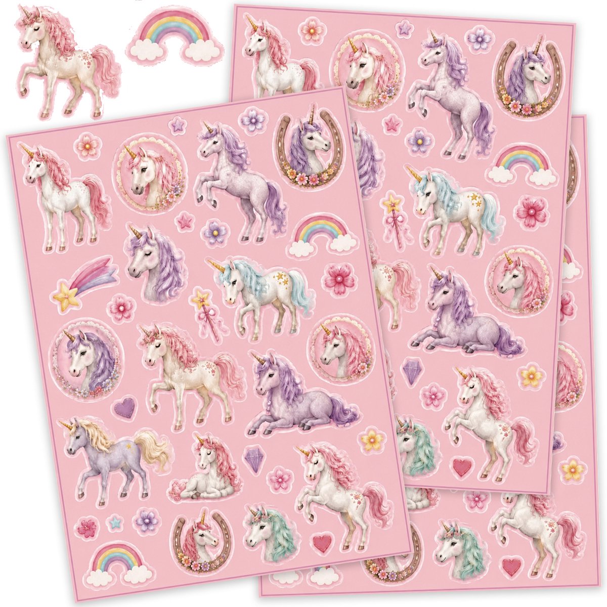 Unicorn Stickers - 3 Stickervellen - Stickers voor Kinderen - Knutselen Meisjes