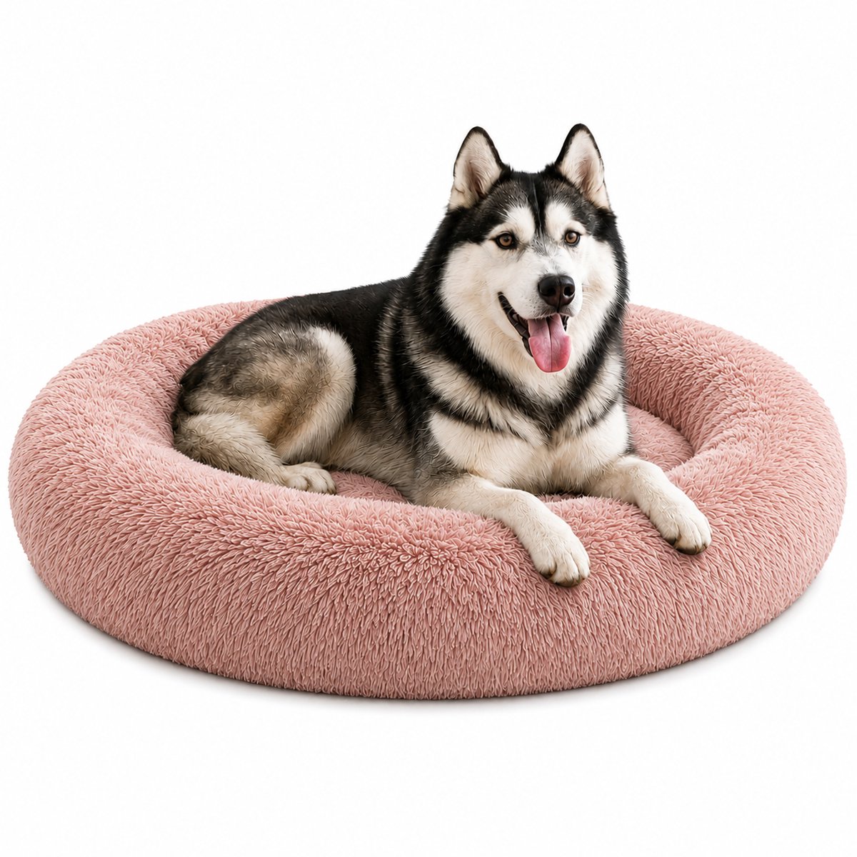 belviona Donut hondenbed, zacht hondenmand, comfortabel & antislip Ø120 cm oudroze