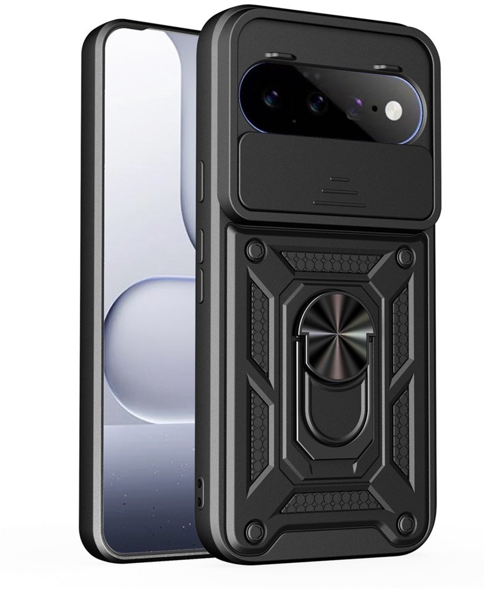 Coverup Hoesje - Geschikt voor Google Pixel 11 / 11 Pro Hoesje - Coverup Armor Ring Kickstand Back Cover met Camera Shield - Zwart