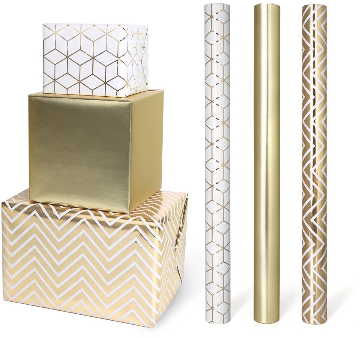 Solidchoice - Set van 3 Wikkelpapier met Geometrische Patronen voor Cadeaus