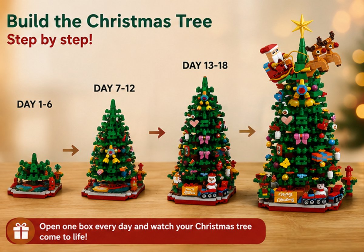 Kerst Adventskalender Bouwstenen 2026 – 24 Dagen Kerst Countdown Kalender – 24 Verrassingsdoosjes – Kerstboom Bouwset 833 Stuks – Kerst Cadeau voor Kinderen en Volwassenen - Cadeautjes - Kerst – foto 7