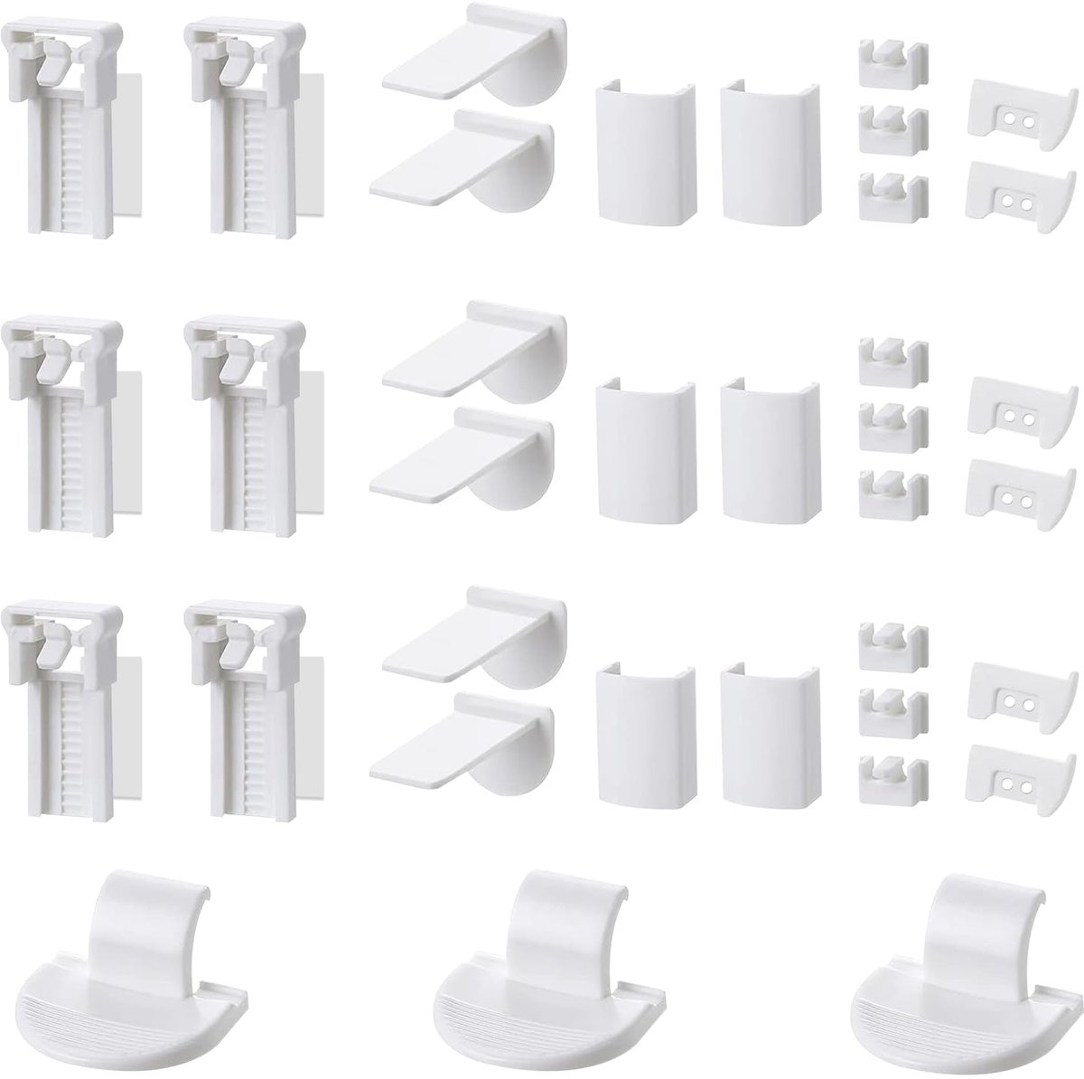 Set met 36 Plisseeklemmtragers voor raamdecoratie zonder boren