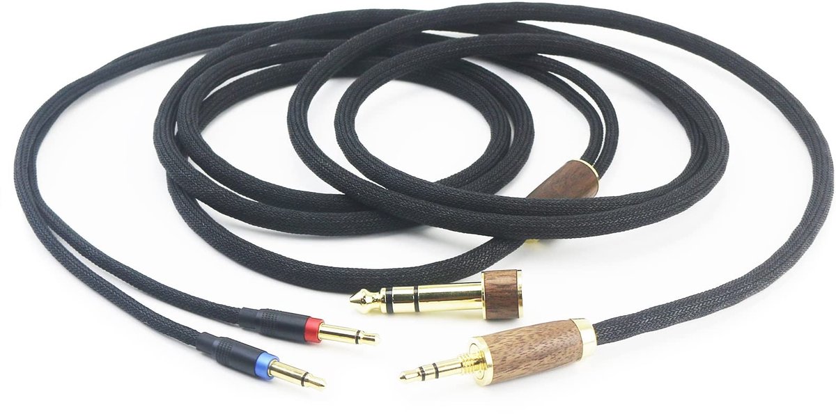 Solidchoice - Vervangende Audiokabel voor Hoofdtelefoons met Houten Aansluitingen