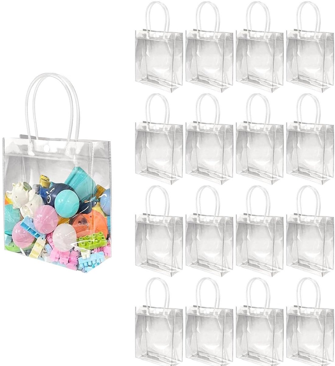Solidchoice - Set van 16 Herbruikbare Plastic Tassen met Handvat