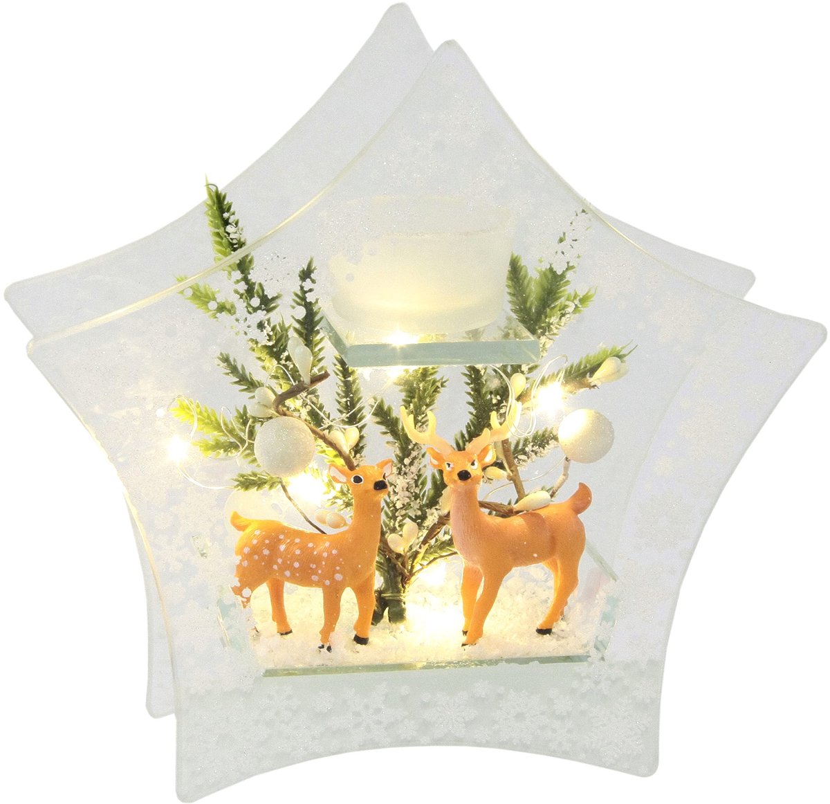 Solidchoice - Decoratieve Theelichthouder met LED Verlichting en Herten