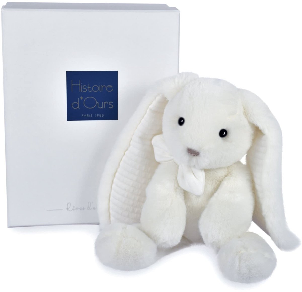 Solidchoice - Pluche Haas - Wit met Strik - 30 cm - Chic en Zacht