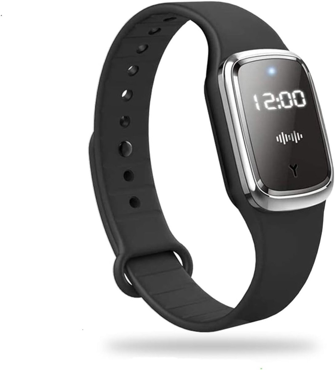 Anti Muggen Armband Met Klok - anti muggen armband volwassenen - anti muggen armband kind - met usb kabel - Oplaadbaar – Muggen Bandje met Digitaal Horloge – Elektronische Muggenwerende Polsband tegen Muggenbeten - Zwart - anti muggen