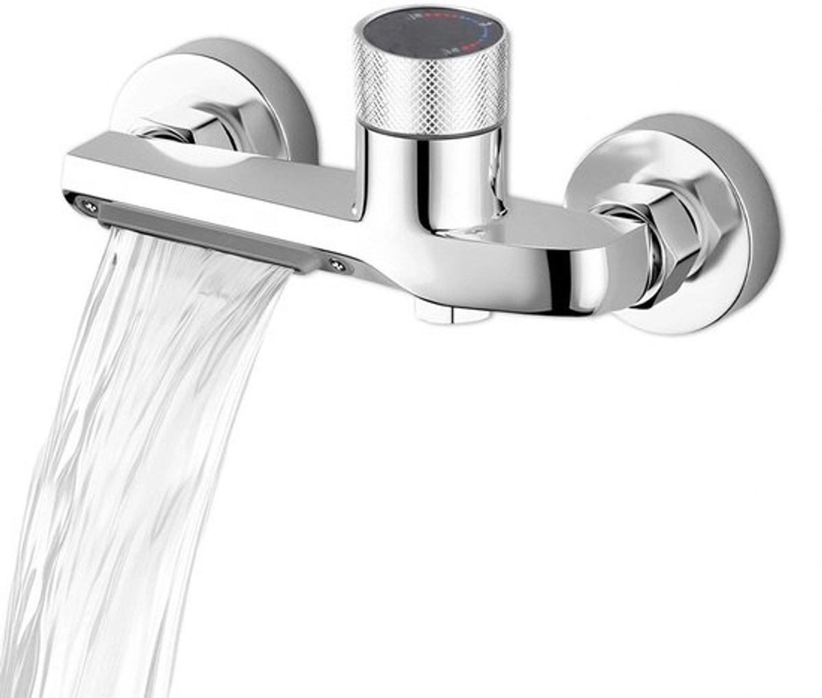Watervalkraan met twee functies - Badkraan - Mengkraan - Douchearmatuur - Wandmontage - Hoogwaardige koperlegering - Slijtvast en duurzaam