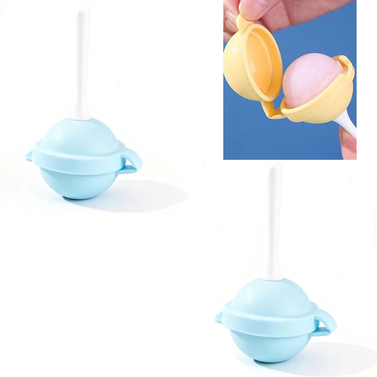2-stuks Lollyvormpjes - IJsblokjesvormpjes - Siliconen vormpjes - Lollyvormpjes - DIY - Gemakkelijk te ontvormen - 4.5 × 4.5 cm - Perfect voor zomerfeestjes, het maken van creatieve ijslolly's en zelfgemaakte bevroren desserts - Blauw