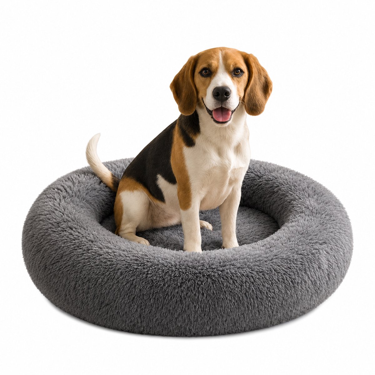 belviona Donut hondenbed, zacht hondenmand, comfortabel & antislip Ø80 cm donkergrijs