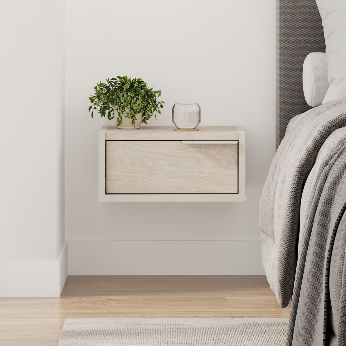 Skye Decor , Nachtkastje, Eco - Sandstone, Pusula, Gemelamineerde spaanplaat, Zandsteen & Pusula, 40 x 30 x 18,8 cm