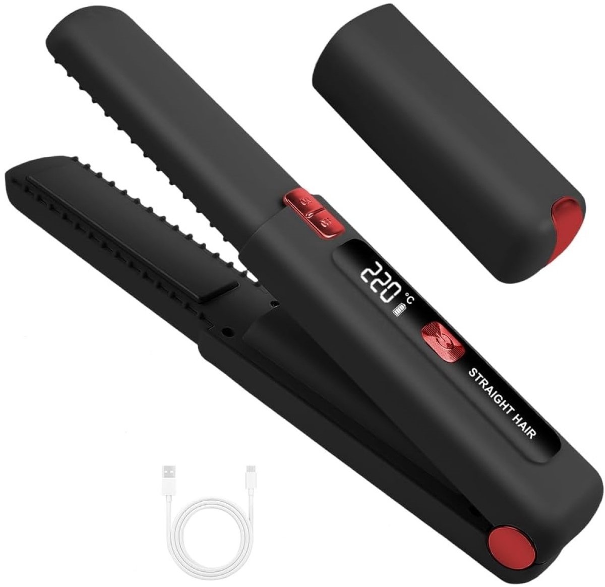 carmdering - Draadloze Haarstyler en Krultang 2 in 1 - Mini Draadloze Stijltang - Draagbaar Keramisch Apparaat - 10 Seconden Snelle Verwarming - Compact en Lichtgewicht - Ideaal voor Reizen en Onderweg - 1 Stuk