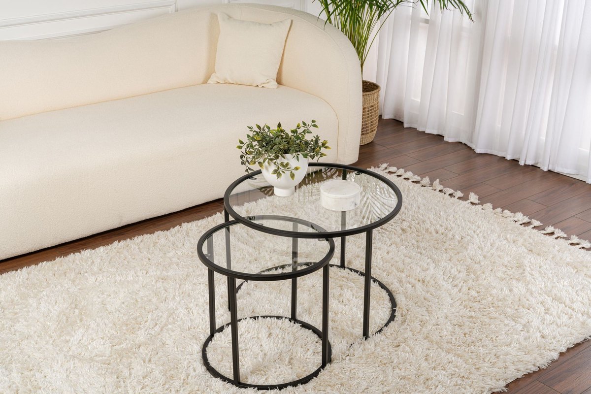 Asir - Salontafelset - Zwart - 15 x 15 x 43 cm