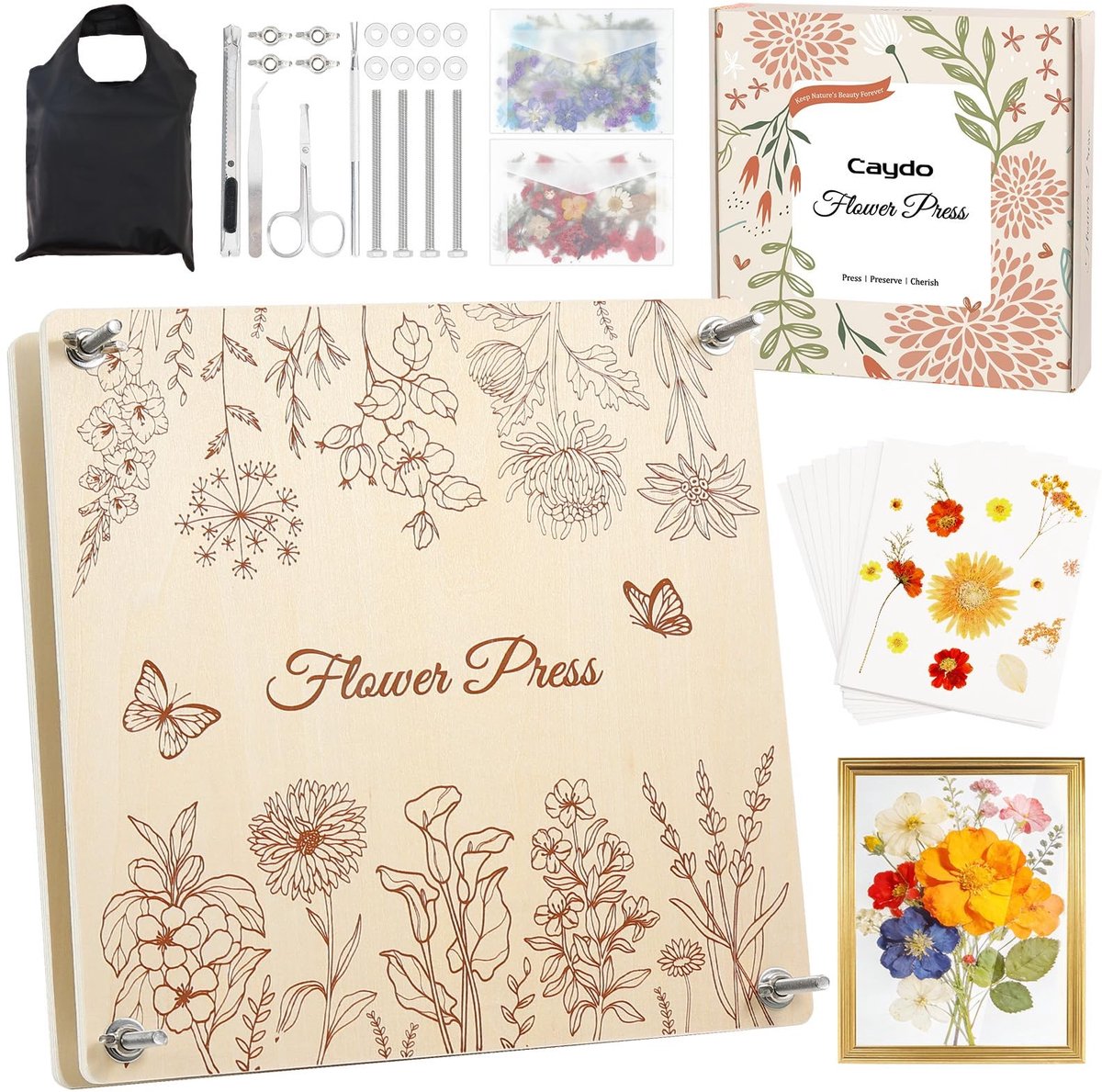 Solidchoice - Houten Bloemenpers Kit 28x28cm met 10 Laagjes voor Volwassenen