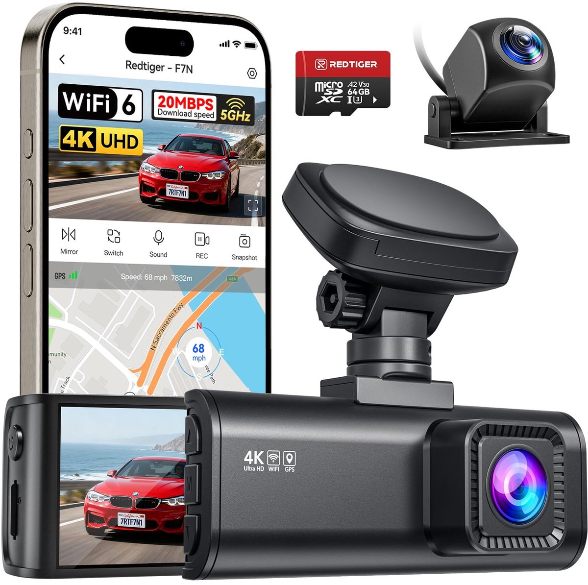 Solidchoice - 4K Dashcam met Snelle Overdracht en GPS