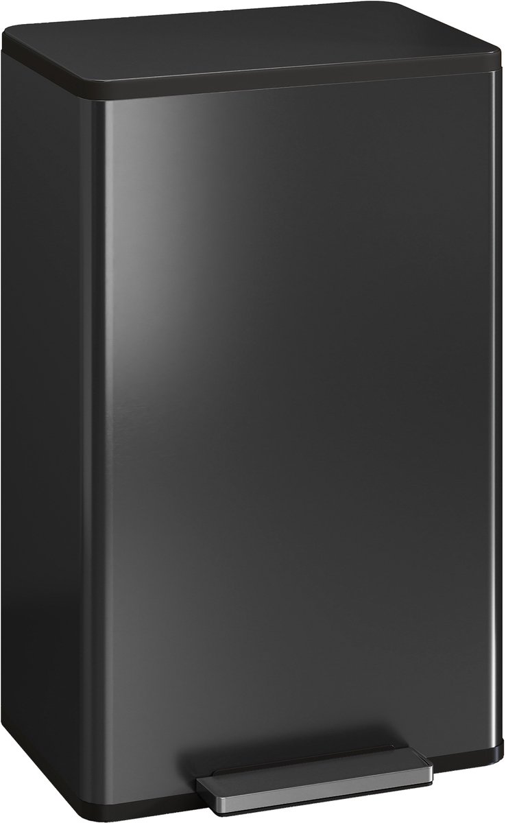 HOMCOM Trash Can-Edelstahl, Kunststoff-42,5L x 35B x 68H cm-Schwarz