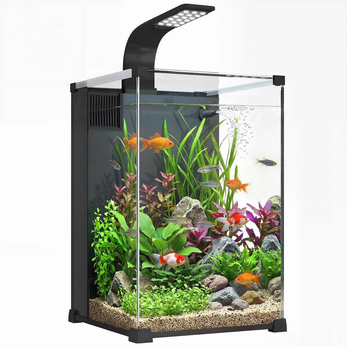 PawHut Aquarium van gehard glas, zwart
