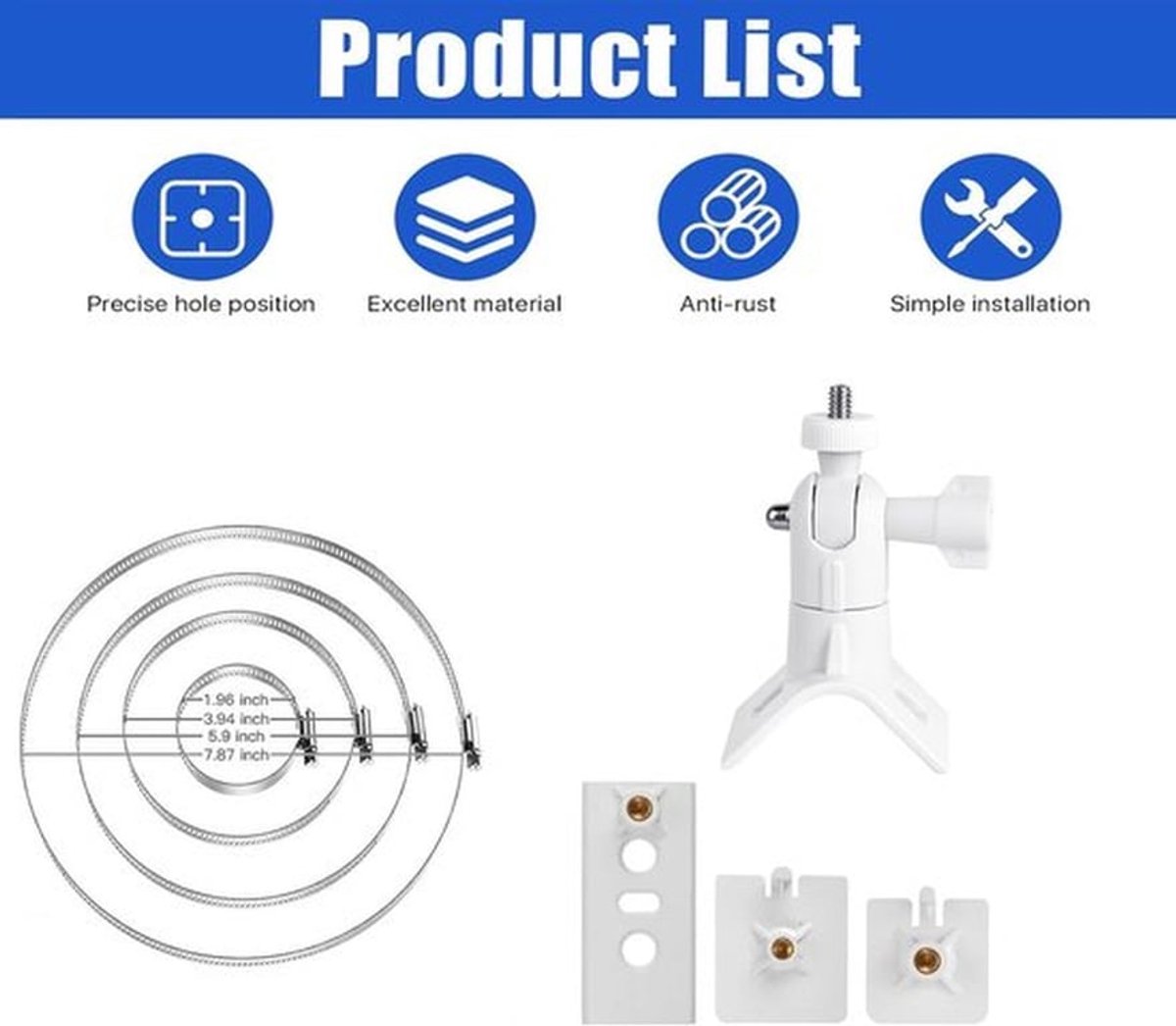 SnelShoppen - Universele Camera Houder voor Spotlight Cam, Stick Up Cam, Arlo, EufyCam, Ring, Buiten Camera, Mast Houder, Compatibel met Zonnepanelen