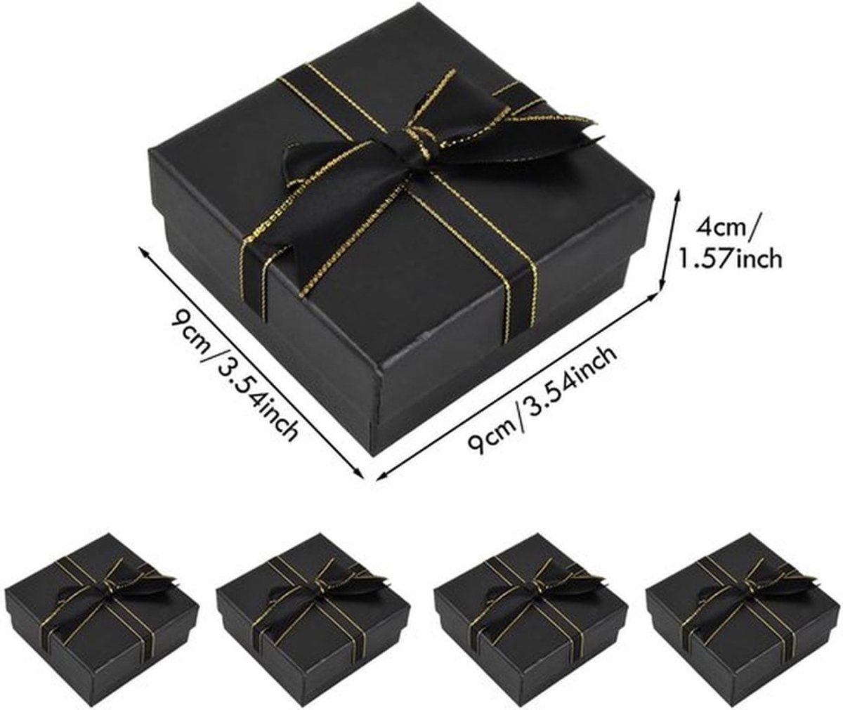 4 stuks sieraden geschenkdozen, kartonnen sieraden display doos, sieraden verpakking doos met strik knoop, oorbellen ringen opbergkoffer, vierkante beige cadeautjes, kleine papieren sieraden