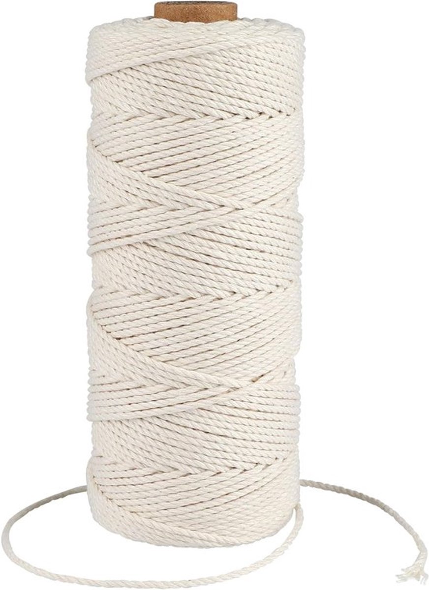 200 m beige Binddraad - 1,5 mm Katoenen Touw voor DIY-creaties, Tuinieren en Decoratie