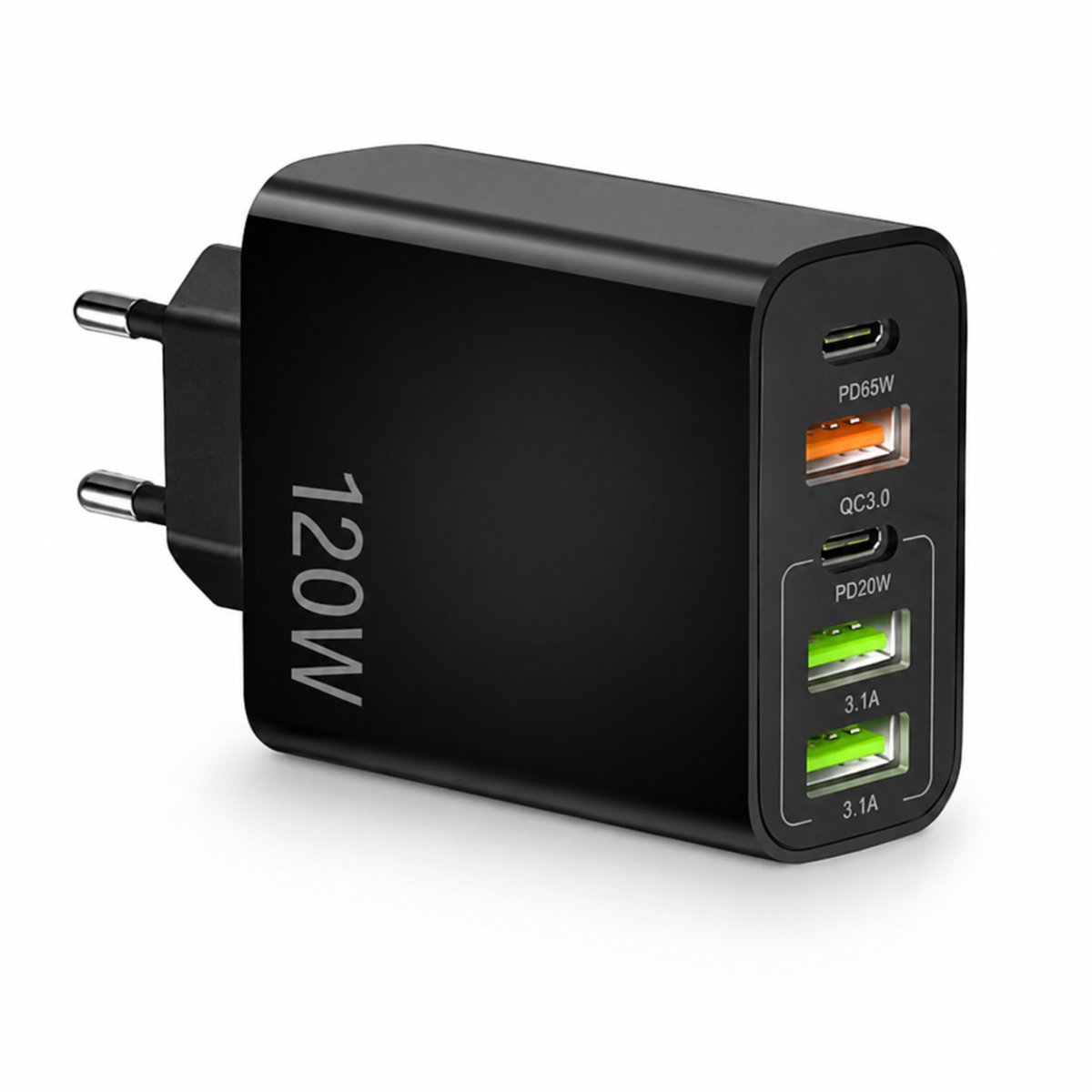Usb C Adapter - 5 Poorten - Snellader voor Smartphone, Tablet en Laptop - Multiport Adapter voor Meerdere Apparaten - Slimme Stroomverdeling - Compact Ontwerp - Zwart