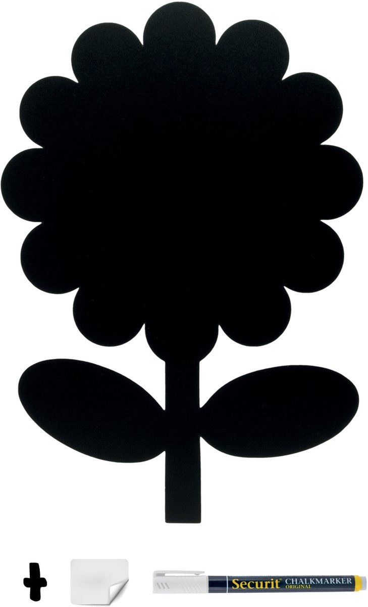 Securit® Silhouette bloemenwandkrijtbord in zwart