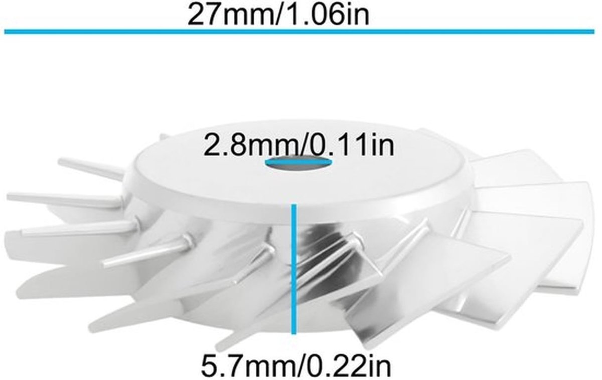 Waaier 27mm Aluminium - 2X Waaiers - Geschikt voor Föhn Motoren - Schokbestendig - Duurzaam - Verbeterde Windoutput - Föhnonderdeel