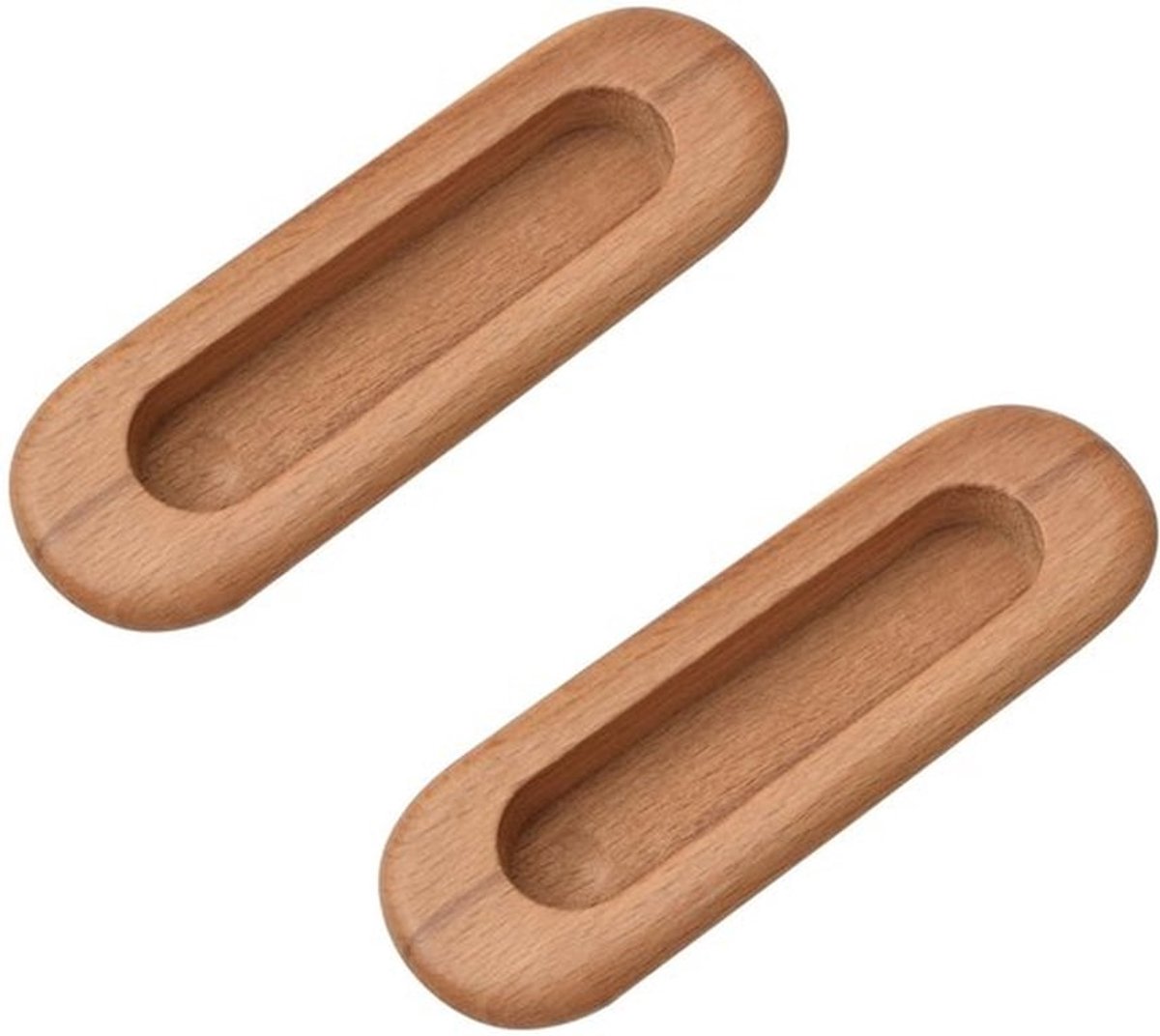 Handvat - Ovaal Houten Handvatten - Verzonken Ontwerp - Schuifdeur/Kastdeur - Duurzaam Beukenhout - Comfortabele Grip - Deurgreep