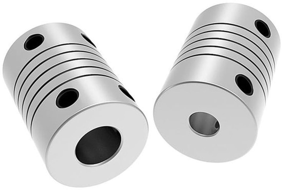Flexibele Koppeling 5 Stuks - Aluminium - Compatibel met NEMA 17 Stappenmotoren - Schokabsorptie - Eenvoudige Installatie - 2.5 x 1.9 cm - Askoppeling