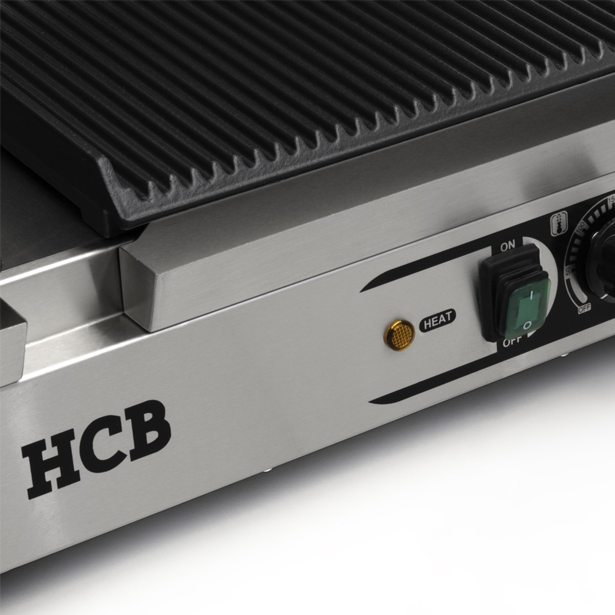 HCB® - Professionele Horeca Paninigrill - dubbel - geribbeld - 2 x 230V - RVS / INOX panini grill - Tosti apparaat - contact grill - 30.5x84.5x20 cm (DxBxH) - 20 kg - 6848 thumbnail 4