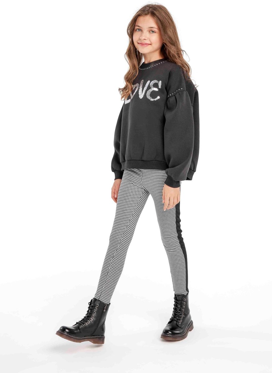 Minoti pied-de-poule legging meisjes - viscose - zwart