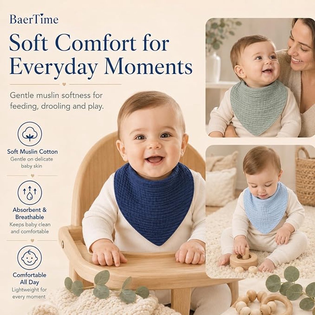 Ryoudavell - baby slab - muslin slab - driehoek slab - speeksel slab