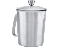 Melkopschuimer met Deksel en Maatverdeling - Ideaal voor Koffie, Latte Art en Cappuccino (500ML)