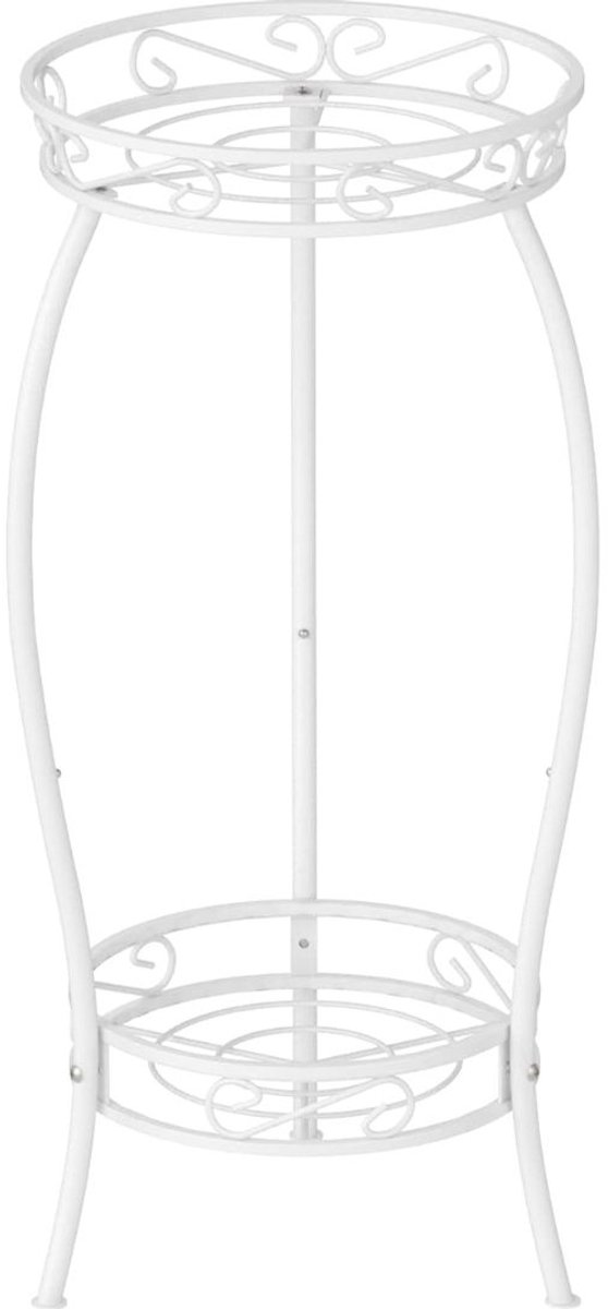 KIRA® Plantenrek Buiten - Decoratief Plantenrek voor de Tuin - Metalen Plantentrap voor Buiten & Binnen - Wit - 29cm x 29cm x 69cm