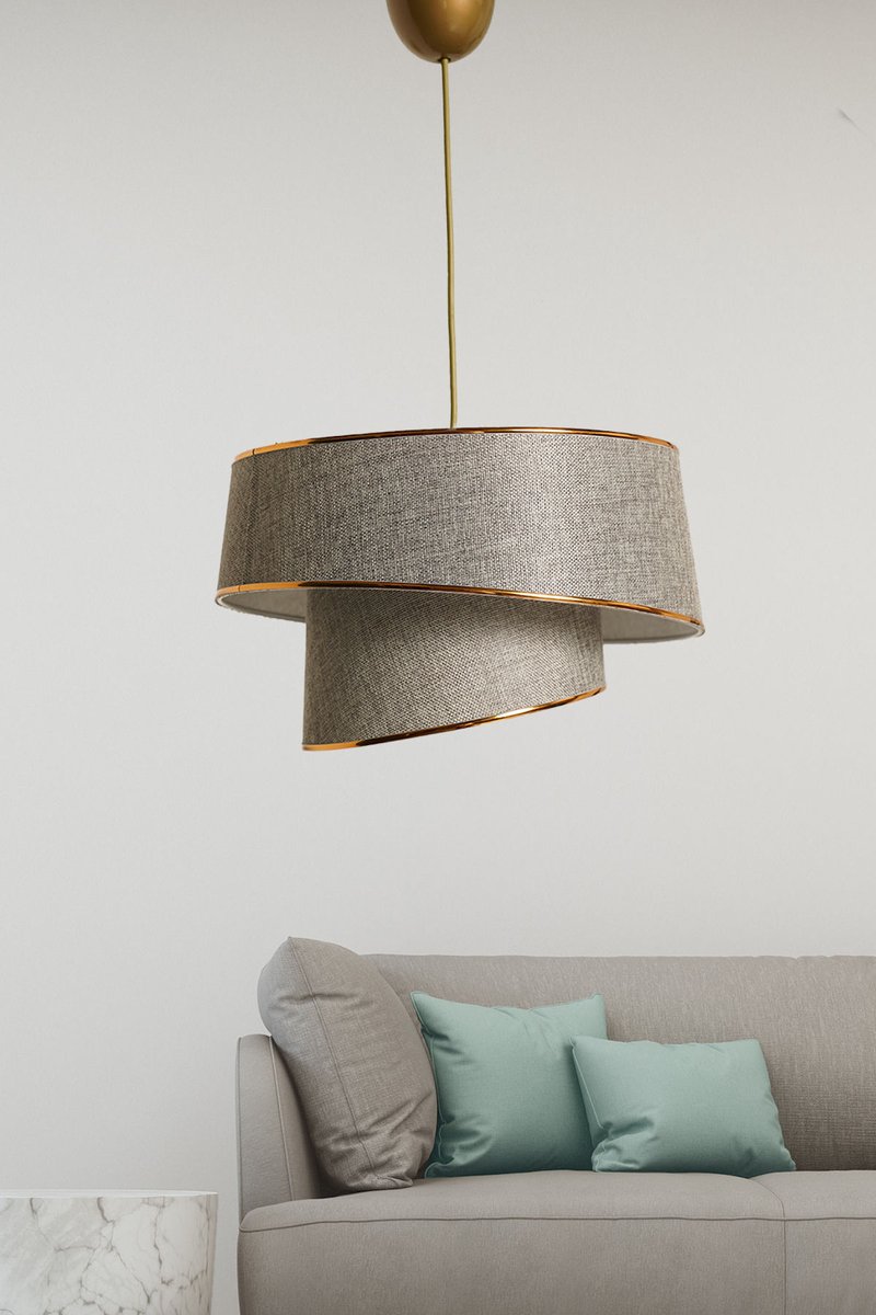 Asir - Kroonluchter - Beige en Goud - 32 x 32 cm