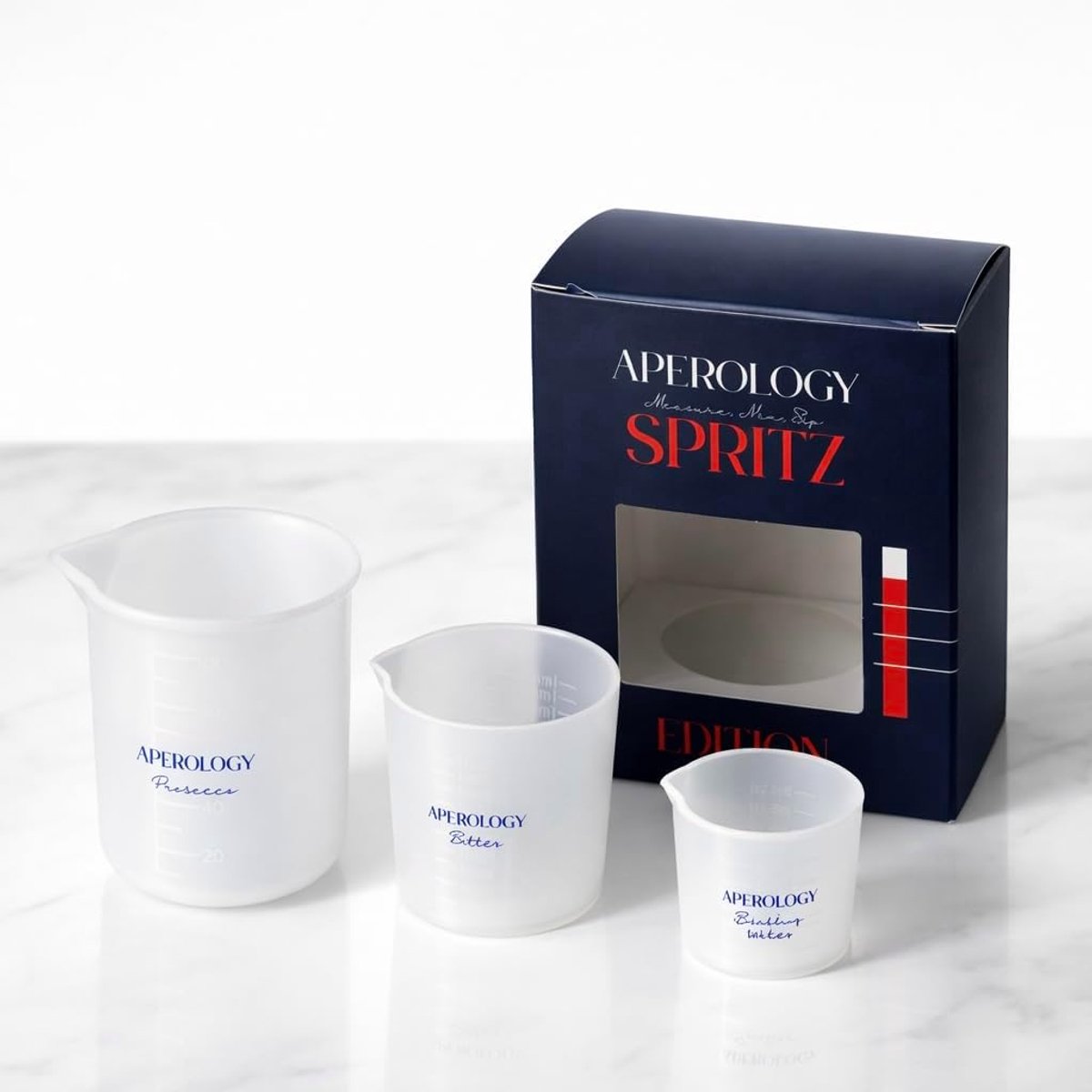 SnelShoppen - Aperology The Spritz Set – Cocktail maatbekers, 4 delig, kunststof, ideaal voor feest, tuin, keuken, mixen, cocktails, spritz, kleurrijk