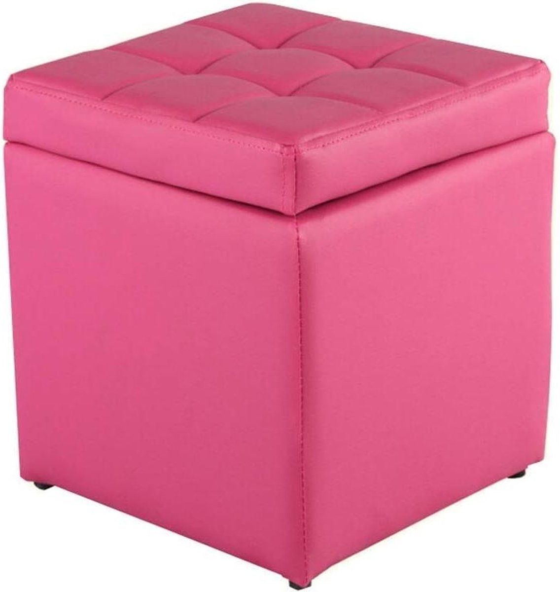 Opbergkruk - Voetenbank Poef - Ruimte Organiseren - Zachte Schuimzitting - 30x30x35cm - Roos